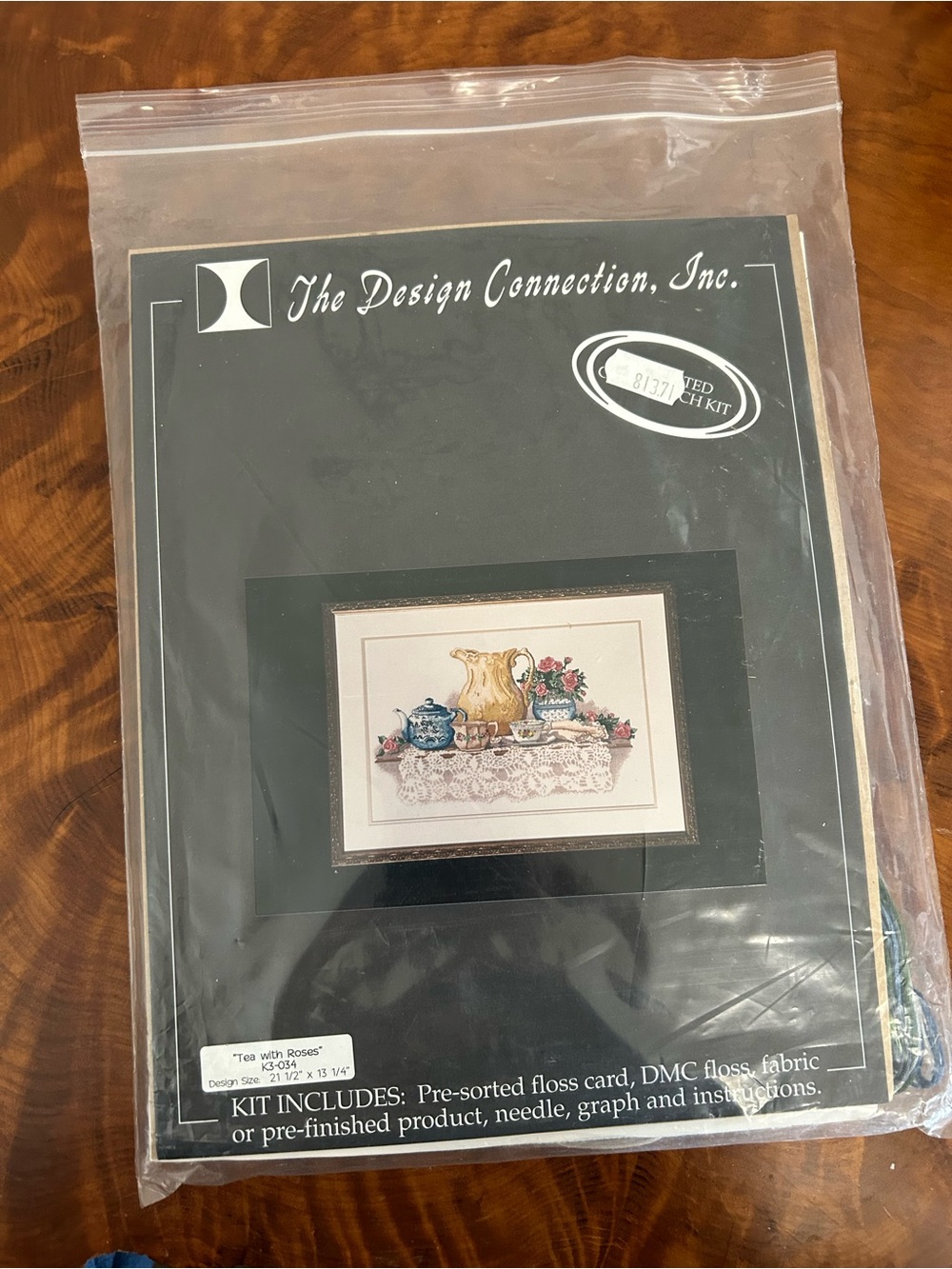 VTG The Design Connection "Tea With Roses" Counted Cross Stitch Kit